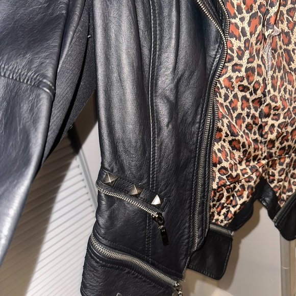 Faux Leather Biker Jacket, Adjustable Length, Fits like Medium - Picture 2 of 8